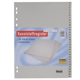 (gebraucht) Idena Ordner-Register 1-31 DIN A4 stabile PP-Folie