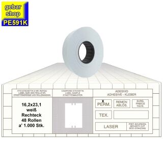 Preisetiketten 16x23 Sato Rechteck weiß 48 Rollen