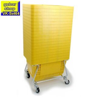 Verkaufskorb Set64 gelb 20 Körbe plus Korbstapelwagen