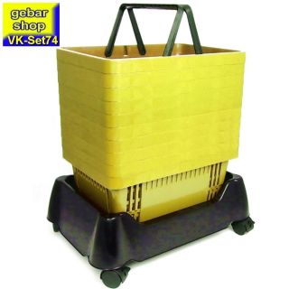 Verkaufskorb Set74 gelb 10 Körbe + Korbsammelwagen