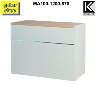 Verkaufstisch MATRIX 120 Theke L120 T60 H90 weiß Buche