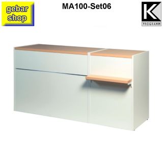 Theken Set06 MATRIX L180 T60 H90 weiß Buche mit Ablage