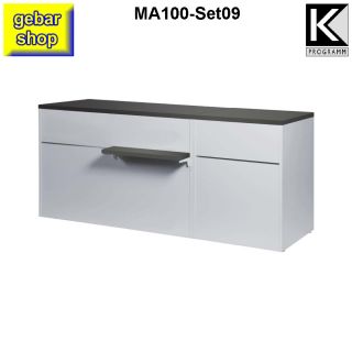 Theken Set09 MATRIX L180 T60 H90 weißalu sg mit Ablage