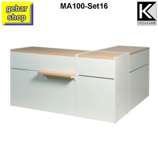 Theken Set16 MATRIX L180 B180 T60 H90 weiß Buche Ablage