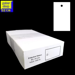 Kartonetiketten 35x60mm blanco weiß 1.000 Stück/Karton