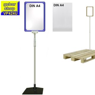Plakatständer Set4 DIN A4 Rahmen blau U-Tasche